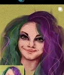 Portrait of a girl with violet and green hair