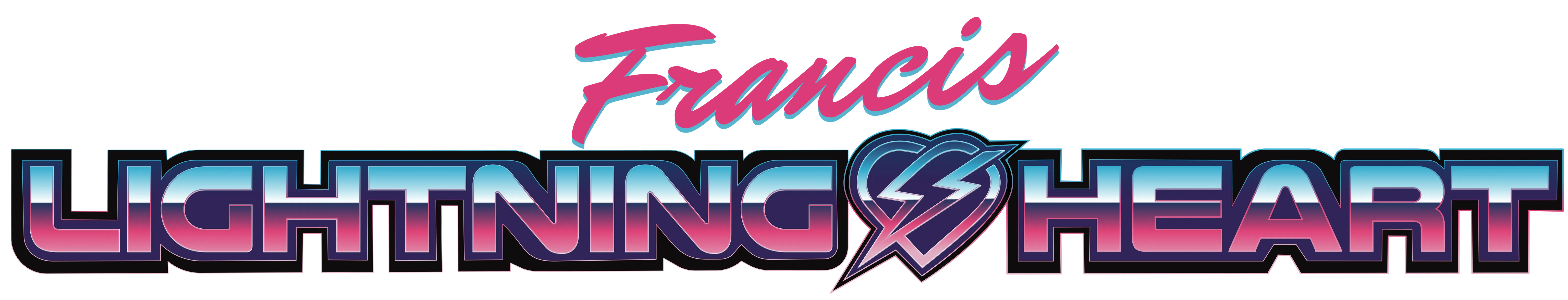 The Francis Lightningheart wordmark: pink script over chrome lettering with a lightning-bolt heart emblem