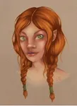 Portrait of a red-haired girl with braids