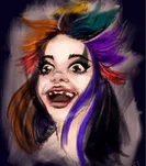 Expressive sketch of a girl with rainbow hair